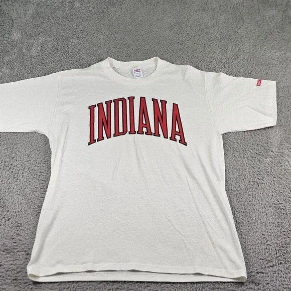 Vintage Indiana Hoosiers Shirt Mens XL White NCAA Basketball Jerzees 90s Tee - Picture 2 of 12